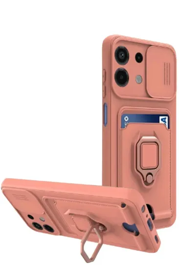 Newface Xiaomi Redmi Note 13 4G Kılıf Zuma Kartvizitli Yüzüklü Silikon - Pembe resmi