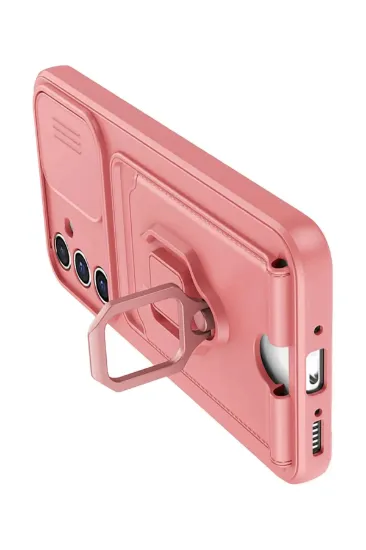 Newface Samsung Galaxy A15 4G Kılıf Zuma Kartvizitli Yüzüklü Silikon - Pembe resmi