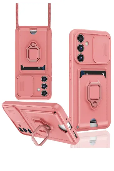 Newface Samsung Galaxy A15 4G Kılıf Zuma Kartvizitli Yüzüklü Silikon - Pembe resmi
