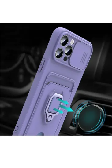 Newface Samsung Galaxy A55 5G Kılıf Zuma Kartvizitli Yüzüklü Silikon - Kırmızı resmi
