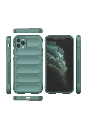 Newface iPhone 11 Pro Max Kılıf Optimum Silikon - Koyu Yeşil resmi