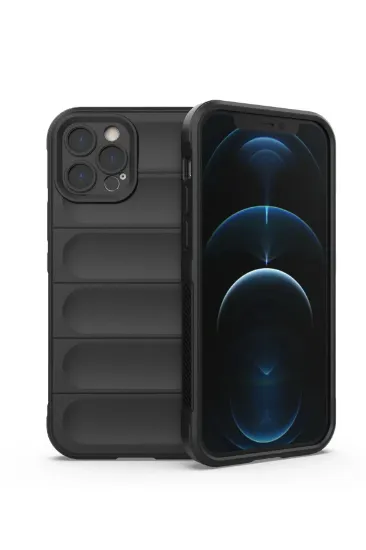Newface iPhone 12 Pro Max Kılıf Optimum Silikon - Siyah resmi