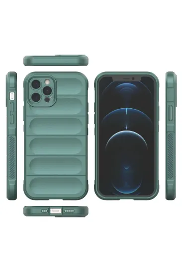 Newface iPhone 12 Pro Max Kılıf Optimum Silikon - Koyu Yeşil resmi