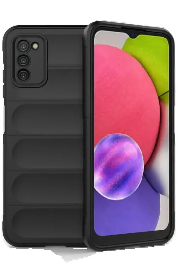 Newface Samsung Galaxy A03S Kılıf Optimum Silikon - Siyah resmi