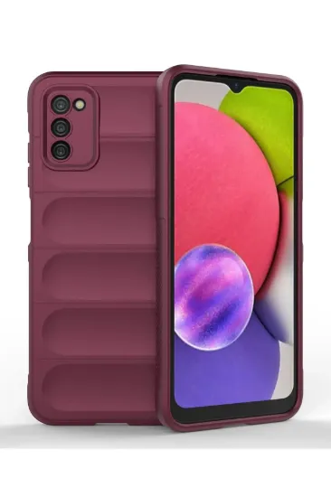 Newface Samsung Galaxy A03S Kılıf Optimum Silikon - Bordo resmi