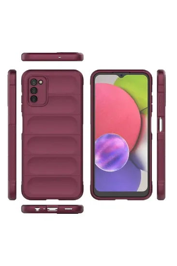 Newface Samsung Galaxy A03S Kılıf Optimum Silikon - Bordo resmi