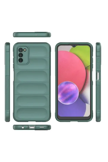 Newface Samsung Galaxy A03S Kılıf Optimum Silikon - Koyu Yeşil resmi