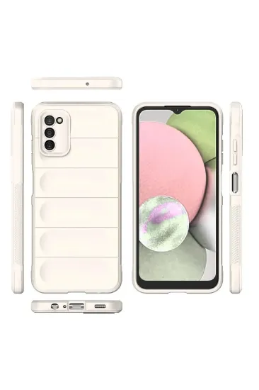 Newface Samsung Galaxy A03S Kılıf Optimum Silikon - Krem resmi