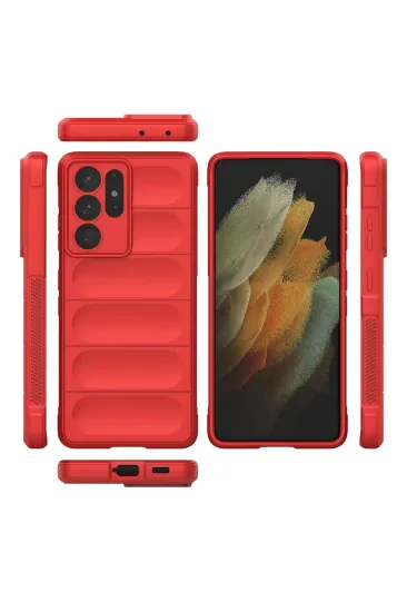Newface Samsung Galaxy S21 Ultra Kılıf Optimum Silikon - Kırmızı resmi