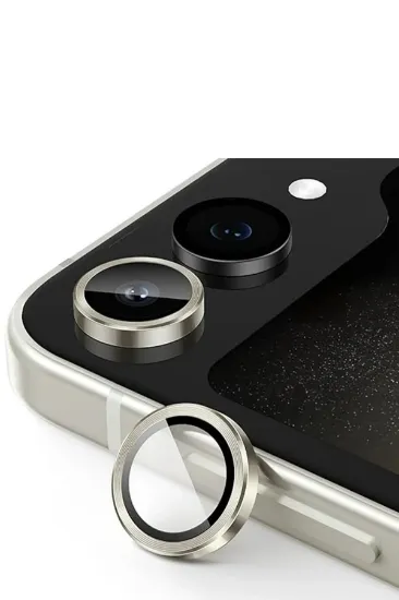 Newface Samsung Galaxy Z Flip 5 Valdez Metal Kamera Lens - Krem resmi