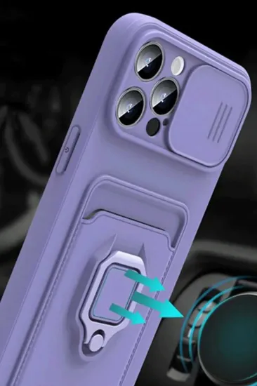 Newface Xiaomi Mİ 11 Lite Kılıf Zuma Kartvizitli Yüzüklü Silikon - Siyah resmi