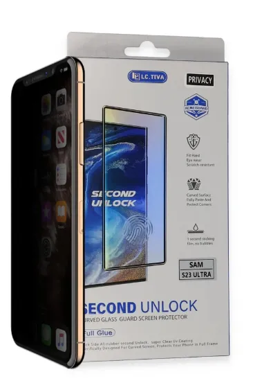 Newface Samsung Galaxy S23 Ultra Durable Full Glue Curved Hayalet Cam resmi