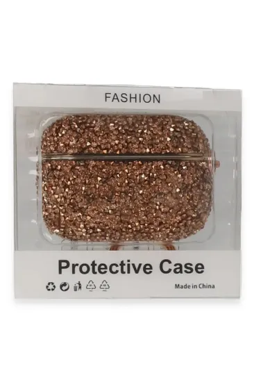Newface Airpods 3 (3.nesil) Mira Taşlı Kılıf - Rose Gold resmi