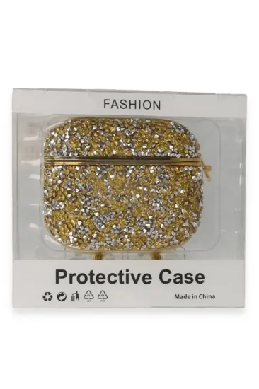 Newface Airpods Pro (1.nesil) Mira Taşlı Kılıf - Gold resmi