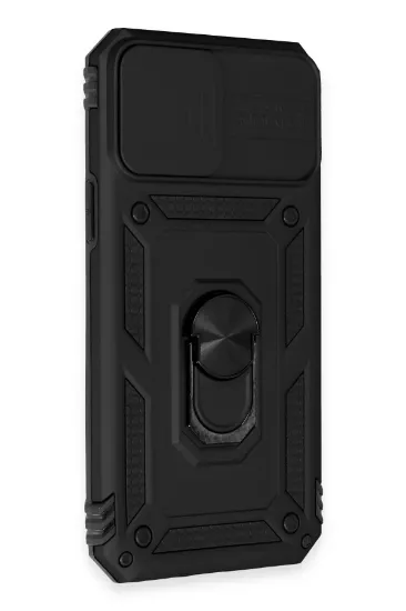 Newface iPhone 12 Pro Max Kılıf Pars Lens Yüzüklü Silikon - Siyah resmi