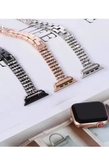Newface Apple Watch 42mm Live Taşlı Kordon - Rose Gold resmi
