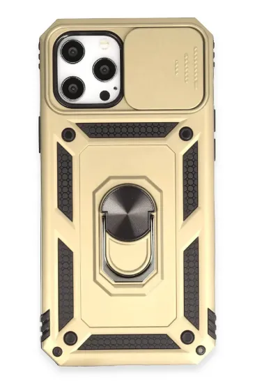 Newface iPhone 12 Pro Max Kılıf Pars Lens Yüzüklü Silikon - Gold resmi