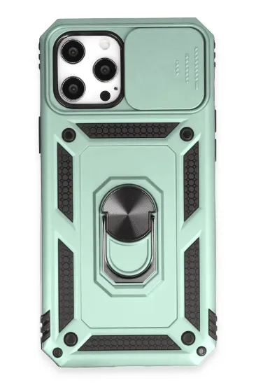 Newface iPhone 12 Pro Max Kılıf Pars Lens Yüzüklü Silikon - Yeşil resmi