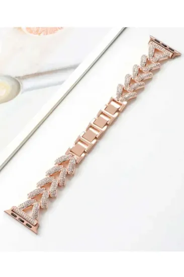 Newface Apple Watch 42mm Node Taşlı Kordon - Rose Gold resmi