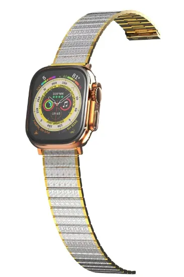 Newface Apple Watch 42mm Made Metal Kordon - Gümüş-Gold resmi