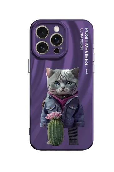 Newface iPhone 14 Pro Kılıf Crew Desenli Kapak - Kedi resmi
