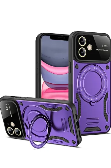 Newface iPhone 11 Kılıf Joy Lens Standlı Kapak - Mor resmi