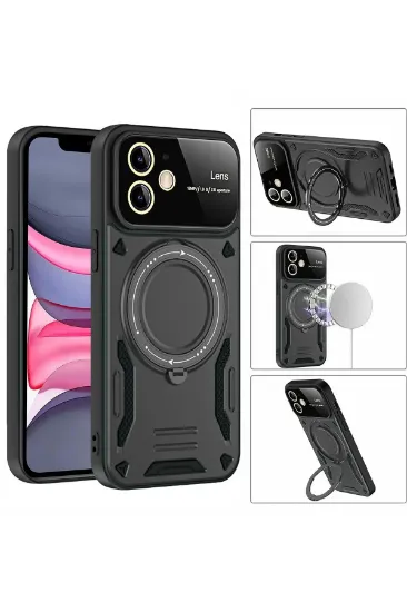 Newface iPhone 11 Kılıf Joy Lens Standlı Kapak - Mor resmi