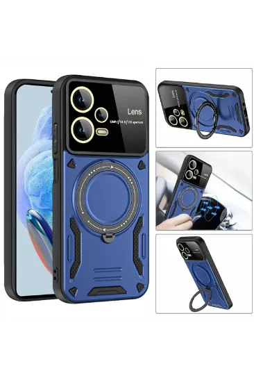 Newface Xiaomi Redmi Note 12 Pro 5G Kılıf Joy Lens Standlı Kapak - Siyah resmi