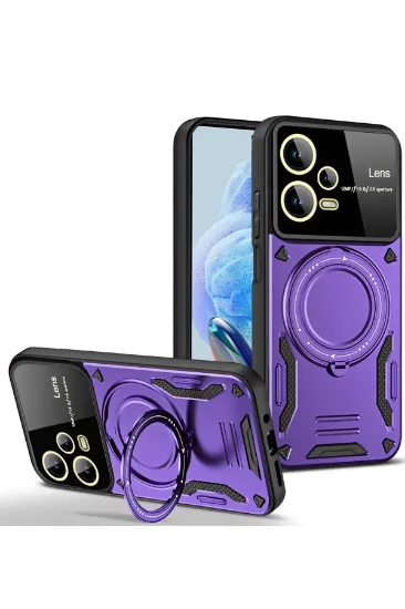 Newface Xiaomi Redmi Note 12 Pro 5G Kılıf Joy Lens Standlı Kapak - Mor resmi