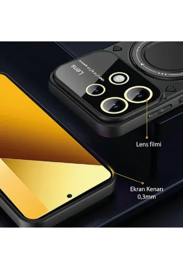 Newface Xiaomi Redmi Note 13 4G Kılıf Joy Lens Standlı Kapak - Lacivert resmi