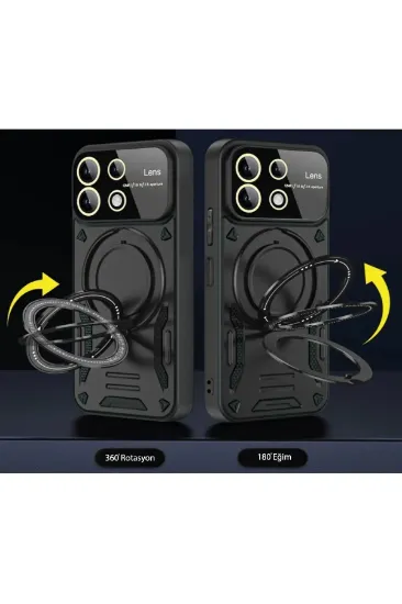Newface Realme C55 Kılıf Joy Lens Standlı Kapak - Mor resmi