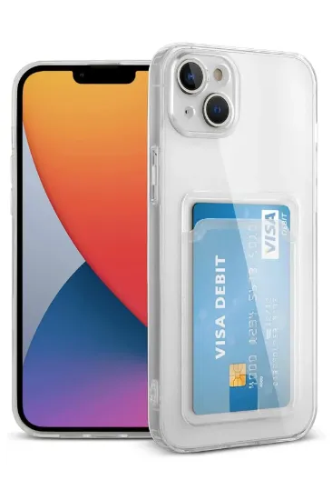 Newface iPhone 15 Kılıf Kart Şeffaf Silikon - Şeffaf resmi