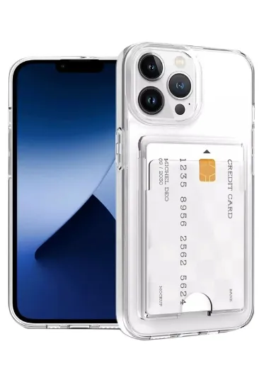 Newface iPhone 15 Pro Max Kılıf Kart Şeffaf Silikon - Şeffaf resmi