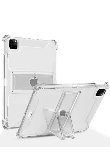 Newface iPad 10.2 (9.nesil) Kılıf Anti Şeffaf Standlı Tablet Silikon - Şeffaf resmi