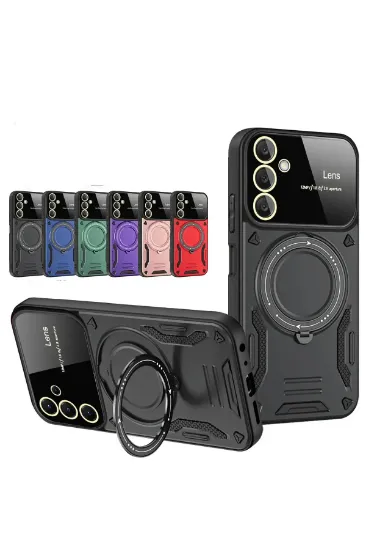 Newface Samsung Galaxy S25 Kılıf Joy Lens Standlı Kapak - Mor resmi