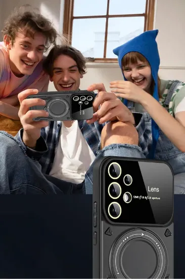 Newface Samsung Galaxy S25 Ultra Kılıf Joy Lens Standlı Kapak - Mor resmi
