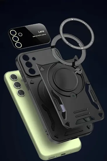 Newface Samsung Galaxy S24 FE Kılıf Joy Lens Standlı Kapak - Mor resmi