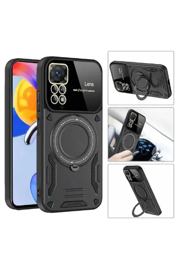 Newface Xiaomi Redmi Note 11 Pro Kılıf Joy Lens Standlı Kapak - Mor resmi