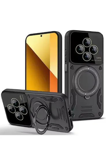 Newface Xiaomi Redmi 14C Kılıf Joy Lens Standlı Kapak - Siyah resmi