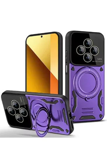 Newface Xiaomi Redmi 14C Kılıf Joy Lens Standlı Kapak - Mor resmi