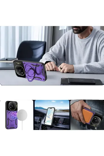 Newface Xiaomi Redmi Note 14 Pro 4G Kılıf Joy Lens Standlı Kapak - Kırmızı resmi