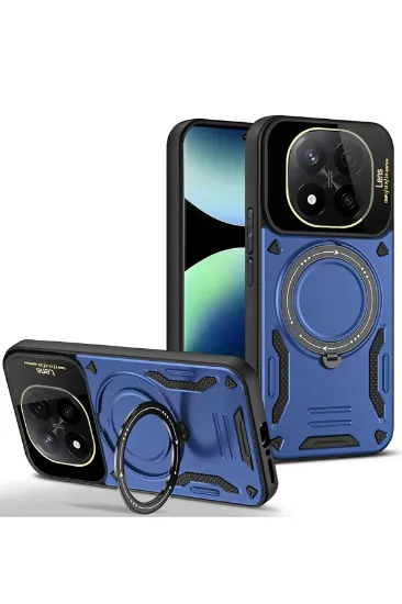 Newface Xiaomi Redmi Note 14 Pro 5G Kılıf Joy Lens Standlı Kapak - Lacivert resmi