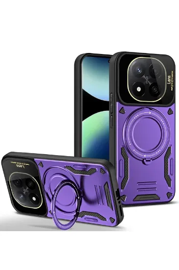 Newface Xiaomi Redmi Note 14 Pro 5G Kılıf Joy Lens Standlı Kapak - Mor resmi