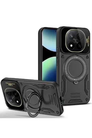 Newface Xiaomi Redmi Note 14 Pro Plus Kılıf Joy Lens Standlı Kapak - Siyah resmi