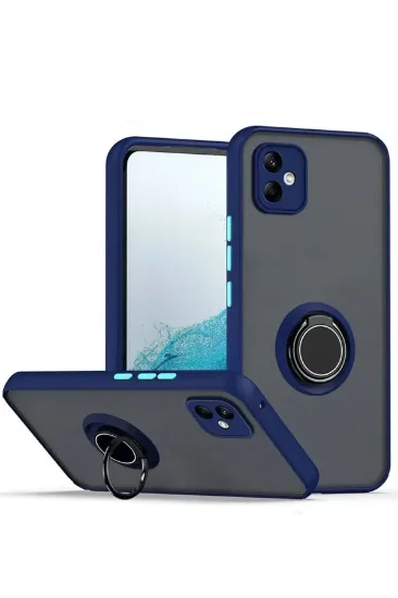 Newface Samsung Galaxy A06 Kılıf Montreal Yüzüklü Silikon Kapak - Lacivert resmi