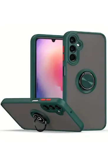 Newface Samsung Galaxy A26 Kılıf Montreal Yüzüklü Silikon Kapak - Yeşil resmi