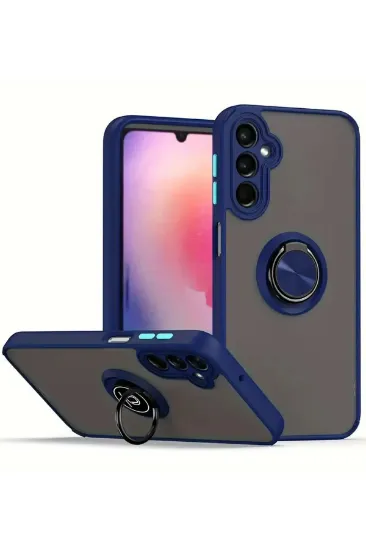 Newface Samsung Galaxy A26 Kılıf Montreal Yüzüklü Silikon Kapak - Lacivert resmi