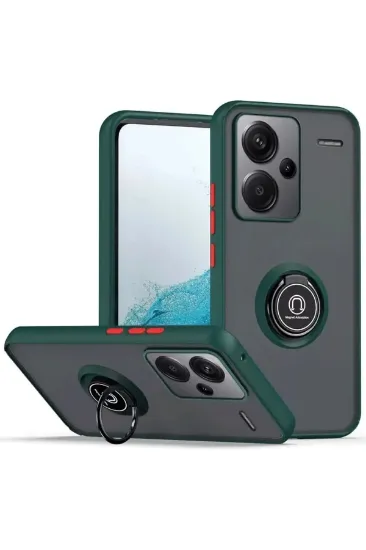 Newface Xiaomi Redmi Note 13 Pro Plus Kılıf Montreal Yüzüklü Silikon Kapak - Yeşil resmi