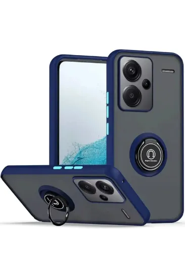 Newface Xiaomi Redmi Note 13 Pro Plus Kılıf Montreal Yüzüklü Silikon Kapak - Lacivert resmi