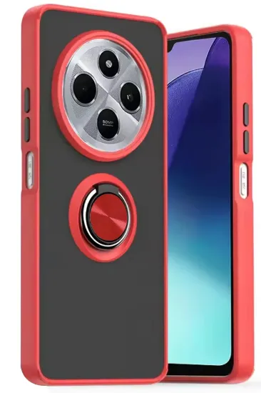 Newface Xiaomi Redmi 14C Kılıf Montreal Yüzüklü Silikon Kapak - Kırmızı resmi